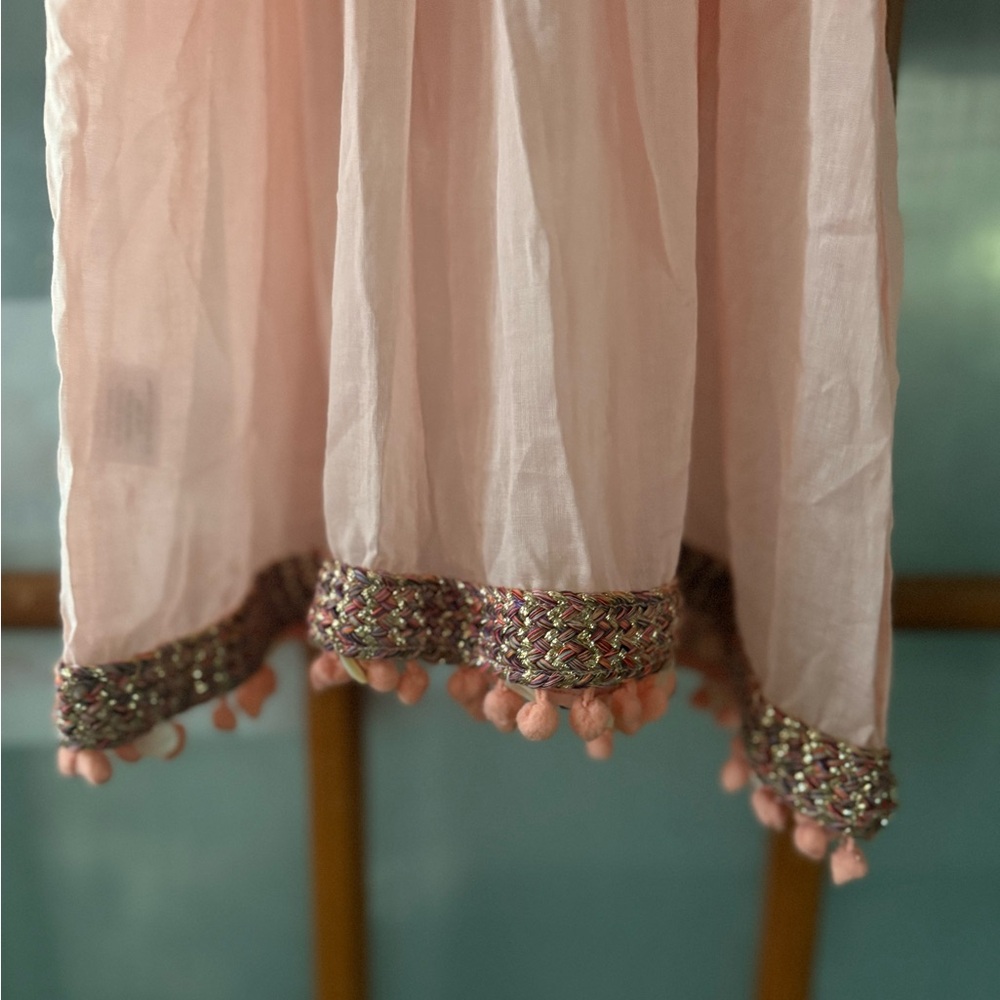 Shiraleah Blush Kaftan with Pom-Pom Trim - Picture 4 of 6